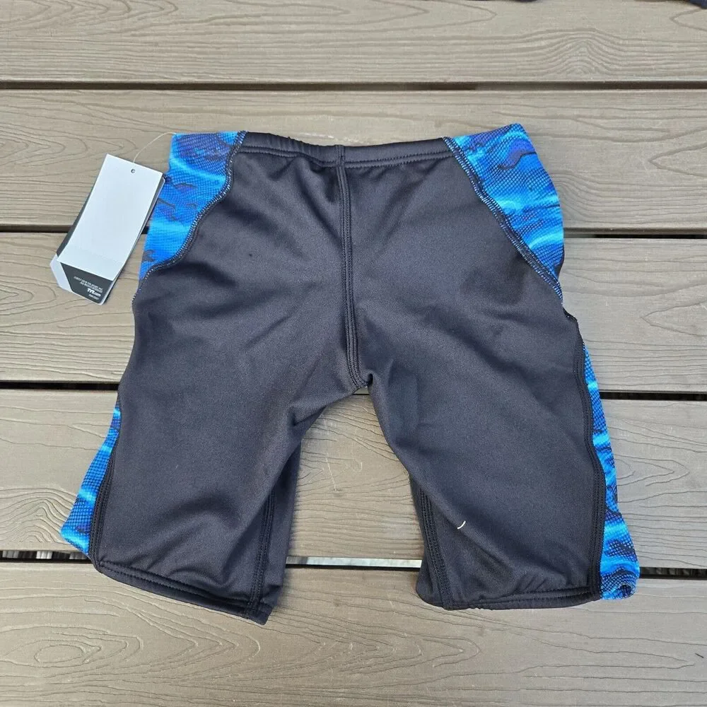 TYR Durafast Elite Lambent  Swimwear Boy Blue/Black Jammers Size 22 New